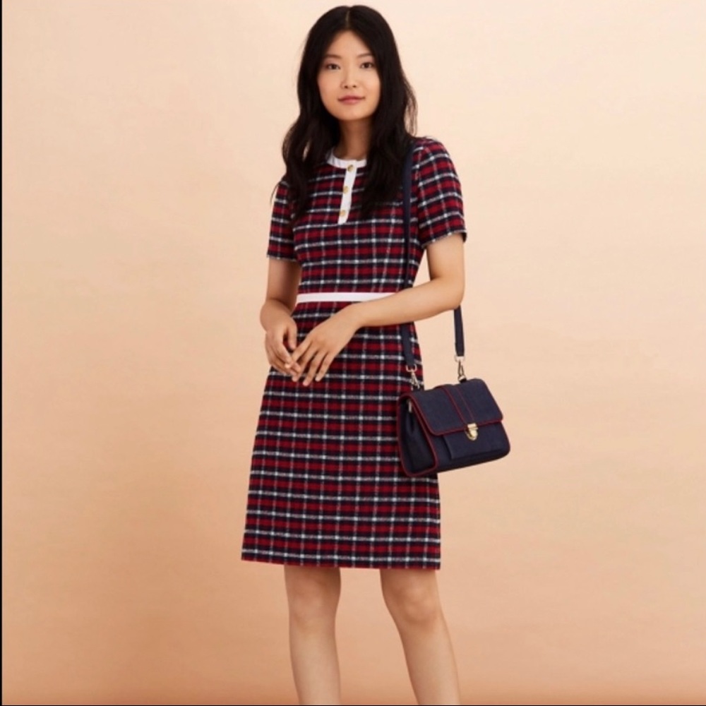 NWT BROOKS BROTHERS Checked Boucle A-Line Dress, Size 12